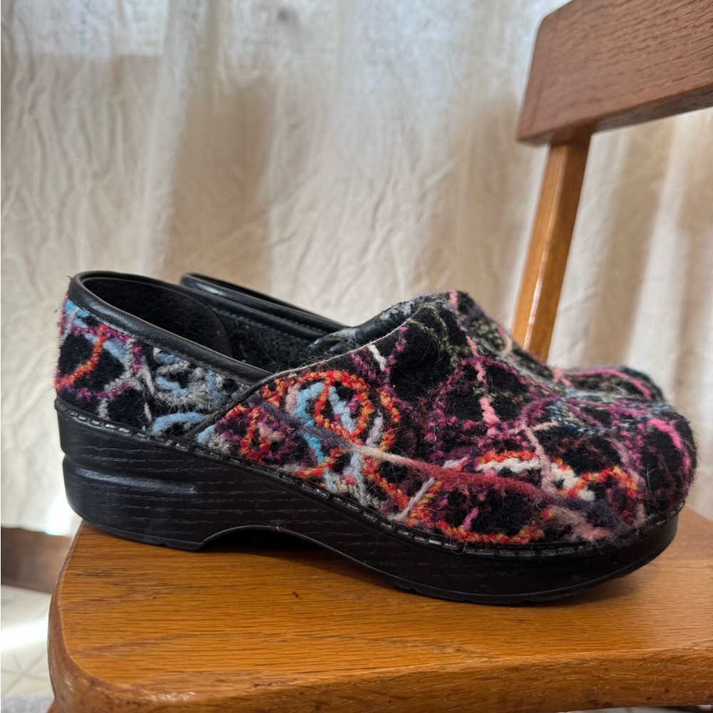 Dansko Multicolor Felt Clogs with Black Sole